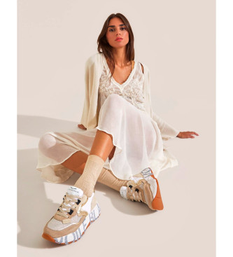 Voile blanche Skórzane trampki Club105 beżowy, złoty