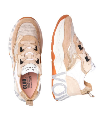 Voile blanche Skórzane trampki Club105 beżowy, złoty