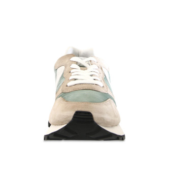 Voile blanche Sneakers i lder Paris Race grn, brun