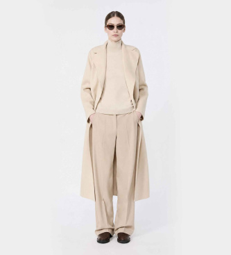 Weekend Max Mara Casaco tipo robe de paño de lã Albino bege