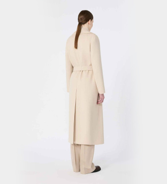Weekend Max Mara Casaco tipo robe de paño de lã Albino bege