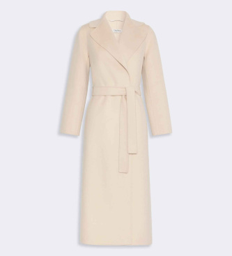Weekend Max Mara Casaco tipo robe de paño de lã Albino bege
