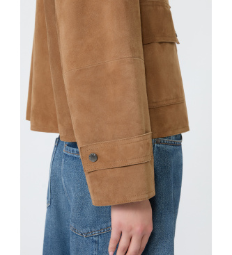 Weekend Max Mara Wkdabito beige læderjakke