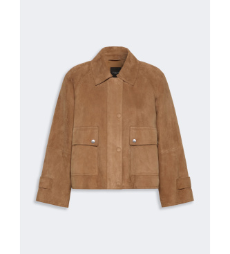 Weekend Max Mara Wkdabito beige læderjakke