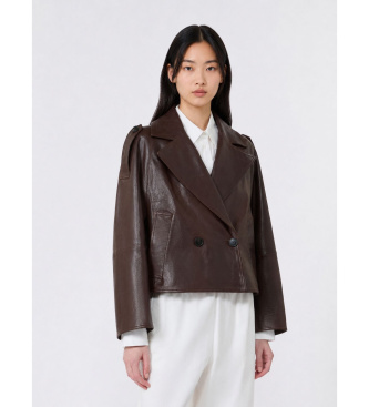 Weekend Max Mara Brown Wkdfelino Leather Jacket