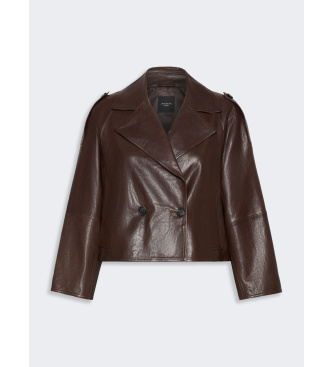 Weekend Max Mara Brown Wkdfelino Leather Jacket