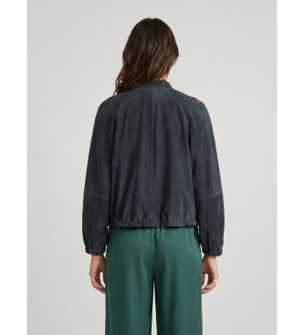 Weekend Max Mara Usnjena jakna Wkdzuppa mornarsko modra