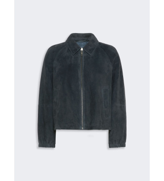 Weekend Max Mara Usnjena jakna Wkdzuppa mornarsko modra