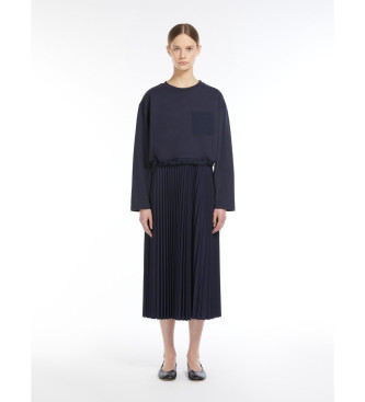 Weekend Max Mara Pletena obleka iz krep-a Scatola navy