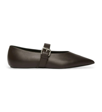Weekend Max Mara Wkagel dunkelbraune Leder-Balletts
