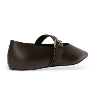 Weekend Max Mara Wkagel dunkelbraune Leder-Balletts