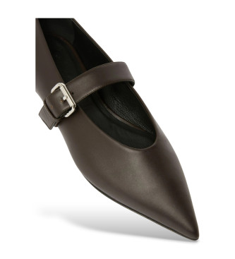 Weekend Max Mara Wkagel dunkelbraune Leder-Balletts