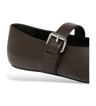 Weekend Max Mara Wkagel dunkelbraune Leder-Balletts