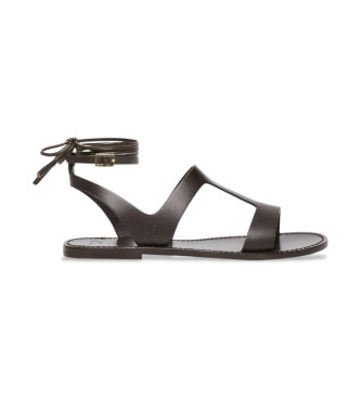 Weekend Max Mara Sandlias de couro Lemma castanhas