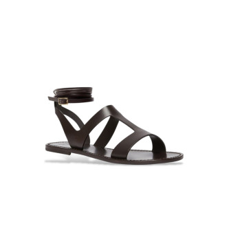 Weekend Max Mara Sandlias de couro Lemma castanhas