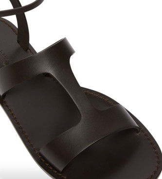 Weekend Max Mara Sandlias de couro Lemma castanhas
