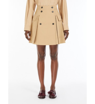 Weekend Max Mara Jupe courte en gabardine beige Zebio