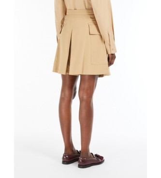 Weekend Max Mara Jupe courte en gabardine beige Zebio