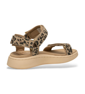 Woden Brown Line Print Sandals