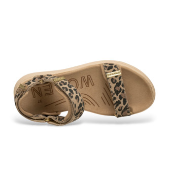 Woden Brown Line Print Sandals