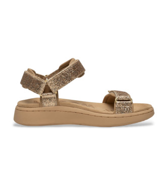 Woden Bruine Lijn Glitter Sandalen