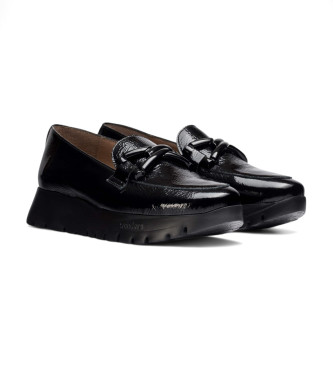 Wonders Rose Leather Moccasins black