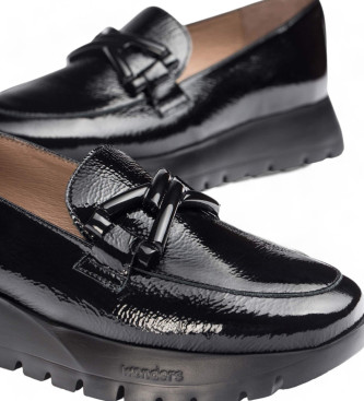 Wonders Rose Leather Moccasins black