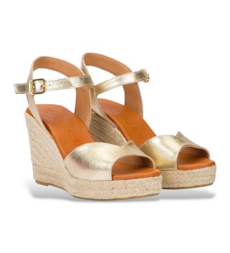 Wonders Skórzane espadryle Su w kolorze złotym