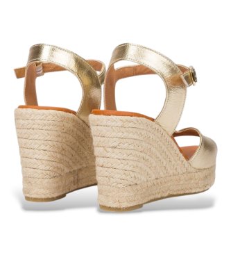 Wonders Skórzane espadryle Su w kolorze złotym