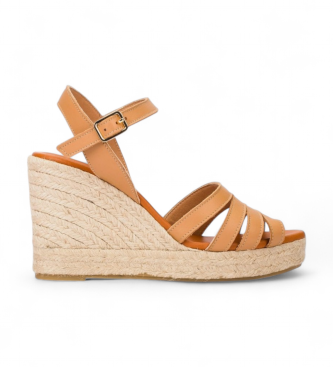 Wonders Rjave usnjene espadrile Pilar 71