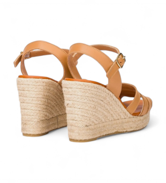 Wonders Rjave usnjene espadrile Pilar 71