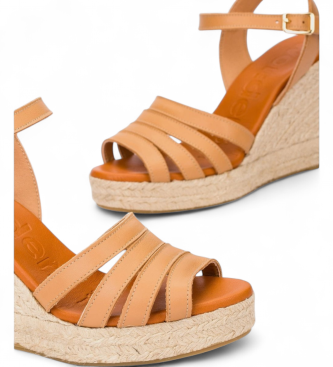 Wonders Rjave usnjene espadrile Pilar 71