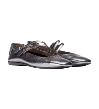 Wonders Silver Eider Leather Ballerinas