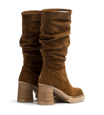 Wonders Brown Rosana leather boots -Heel height 7cm