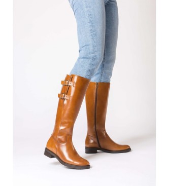 Wonders Bottes en cuir double marron