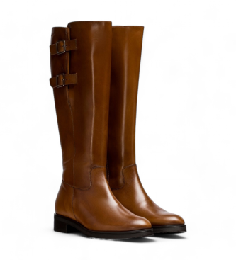 Wonders Botas de couro duplas castanhas