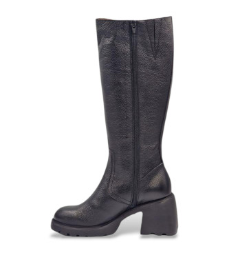 Wonders Botas de couro selvagem pretas