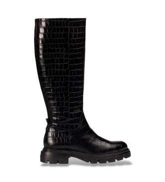 Wonders Bottes Effet Craquelé Noir