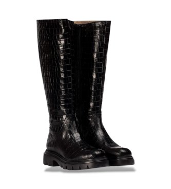 Wonders Bottes Effet Craquelé Noir
