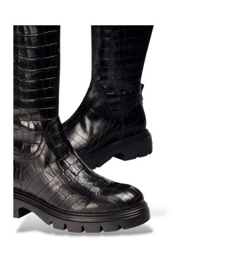 Wonders Bottes Effet Craquelé Noir