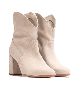 Wonders Nereida beige leather ankle boots -Heel height 8cm