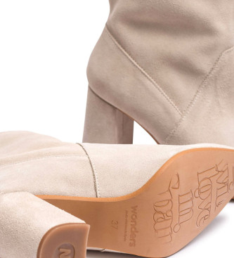 Wonders Nereida beige leather ankle boots -Heel height 8cm