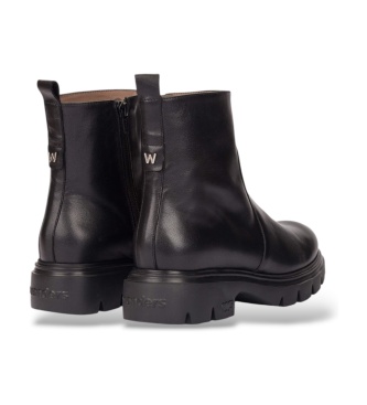 Wonders Bones 05 Black Leather Ankle Boots