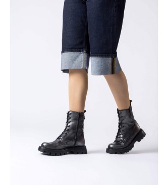 Wonders Silver Camila Leather Ankle Boots