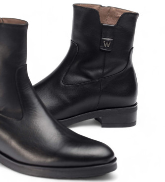 Wonders Skórzane buty za kostkę C-5481 czarne