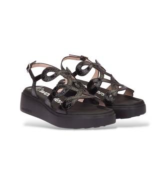 Wonders Sandales Infinity Flow en cuir noir