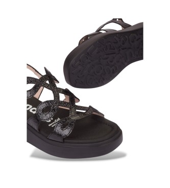 Wonders Sandales Infinity Flow en cuir noir