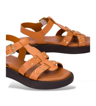 Wonders Mousse rjavi usnjeni sandali