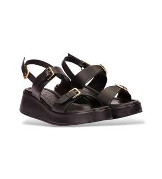 Wonders Soft Balance Leather Sandals black
