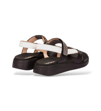 Wonders Črne večbarvne sandale s prečkami